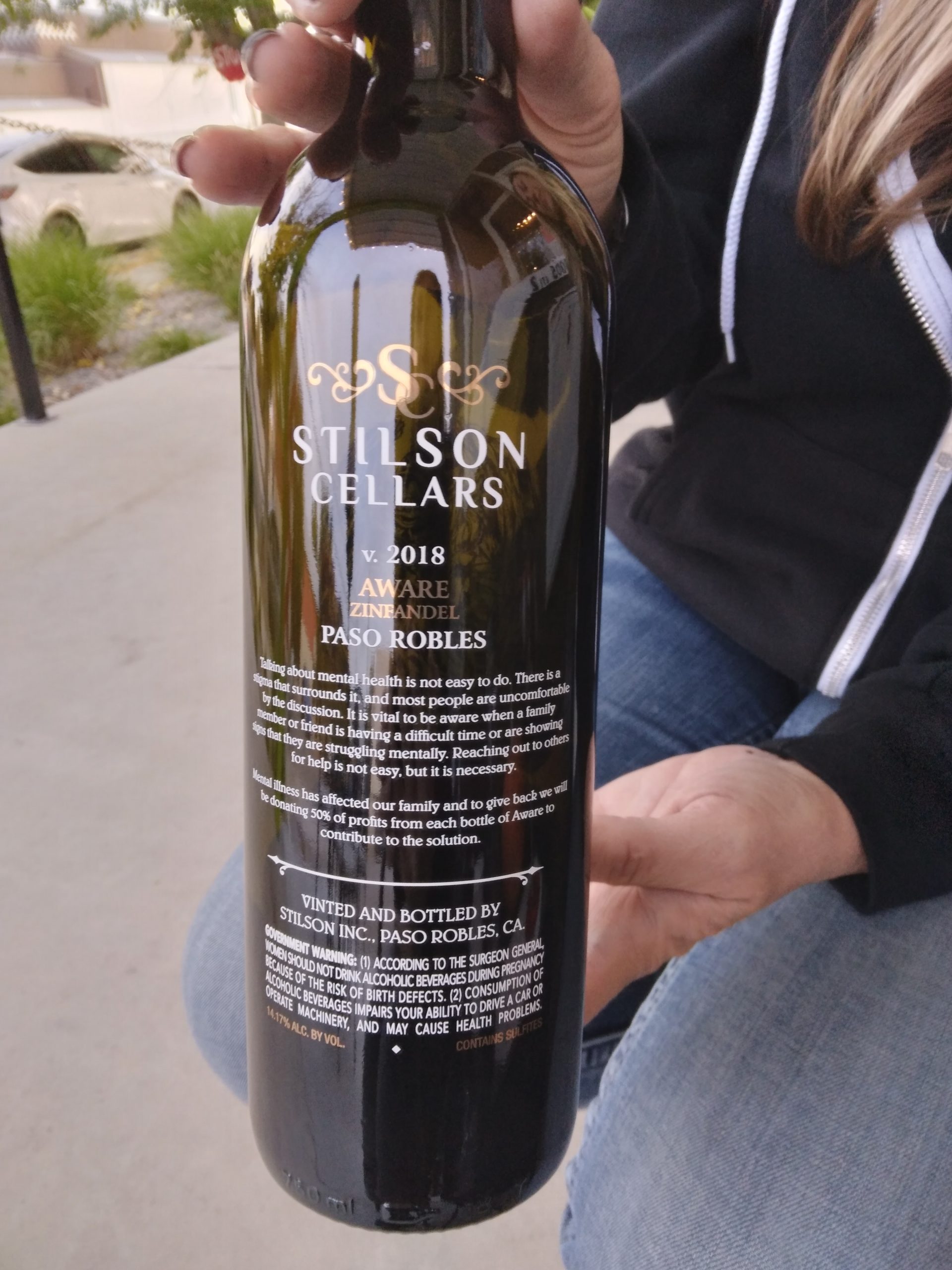 Stilson Cellars Aware Zinfadel back of bottle